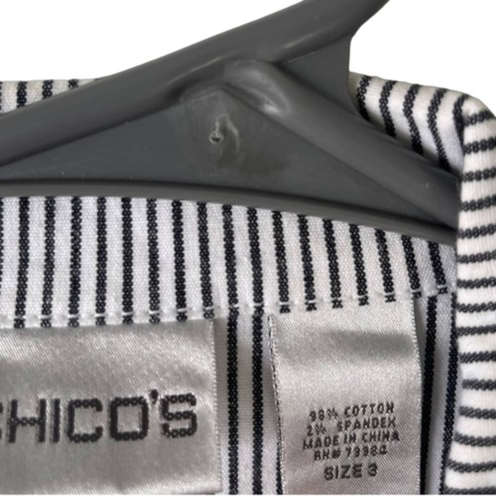 Chicos Size 3 Large Stripped Button Up Cotton Jac… - image 5